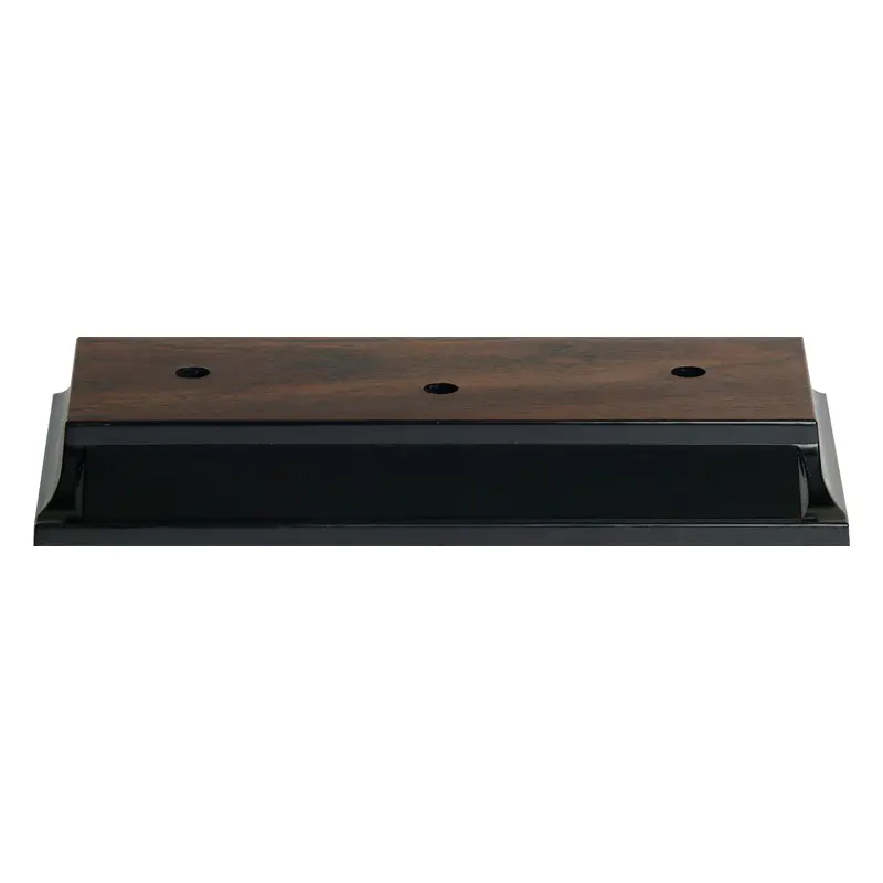 10168A Sculpted Plastic Base, Walnut, 3 Holes Offset - 4 1/4" x 8 1/2" x 1"